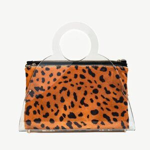 Charlotte Olympia Zehava Leopard Pony Hair Plexiglass Handbag